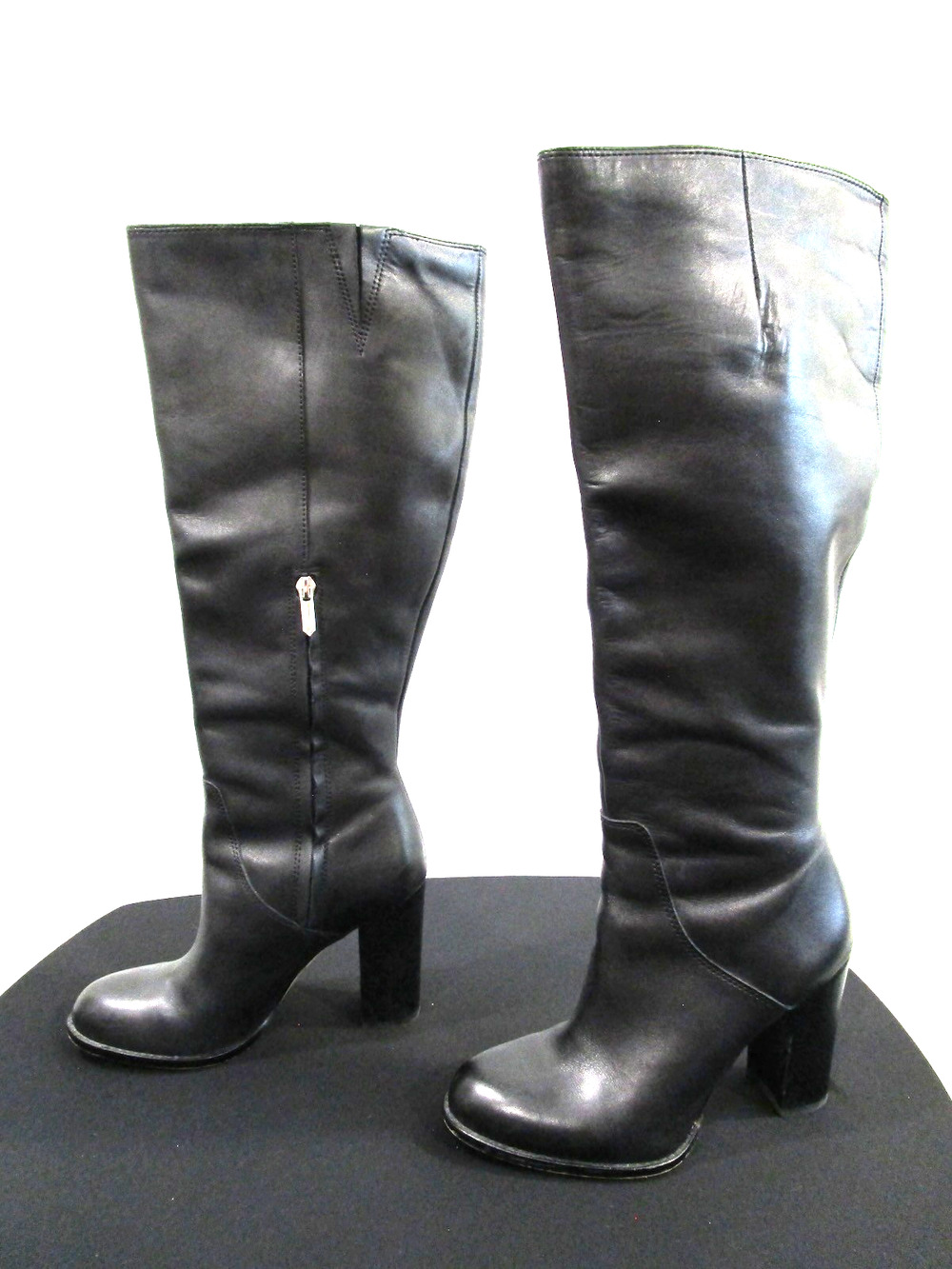 EUC! Sam Edelman Black Leather Knee High Block Heel Boots Women 7M